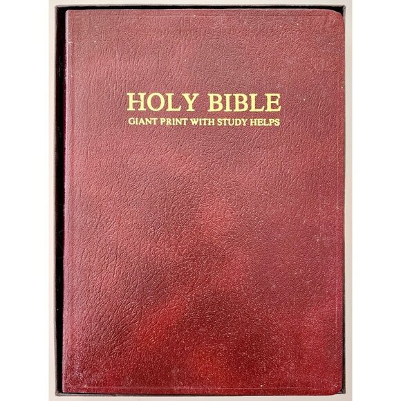 1984 Holy Bible KJV Giant Print OB Buffalo Leather Red Letter Concordance WHBS - Picture 3 of 7